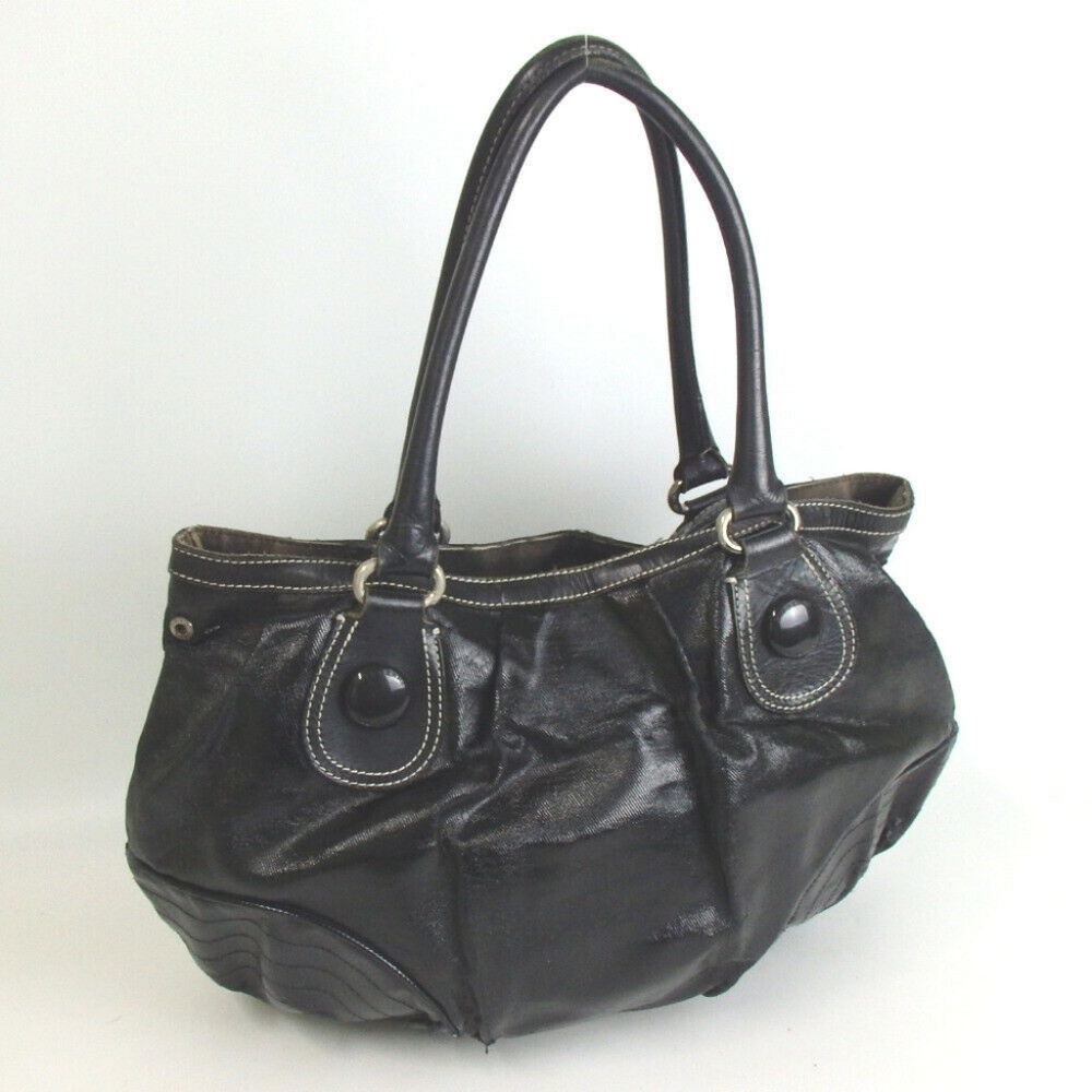 BURBERRY BLUE LABEL Black bag PVC satchel silver - Picture 2 of 8